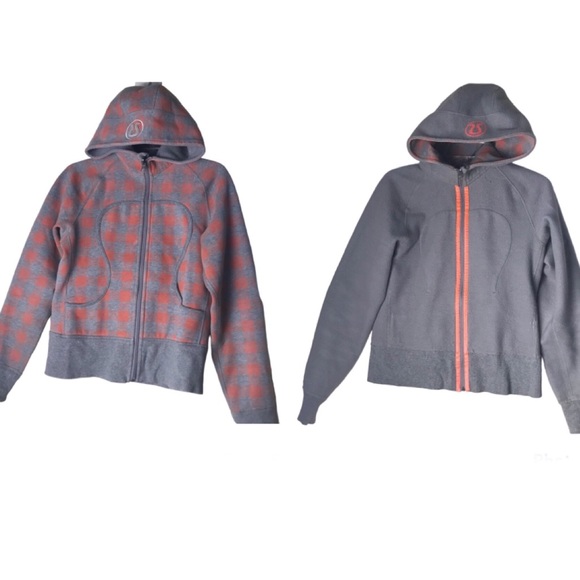 Lululemon RARE Reversible Scuba Remix Hoodie Jacket Cotton Fleece Plaid Pockets - Picture 1 of 15